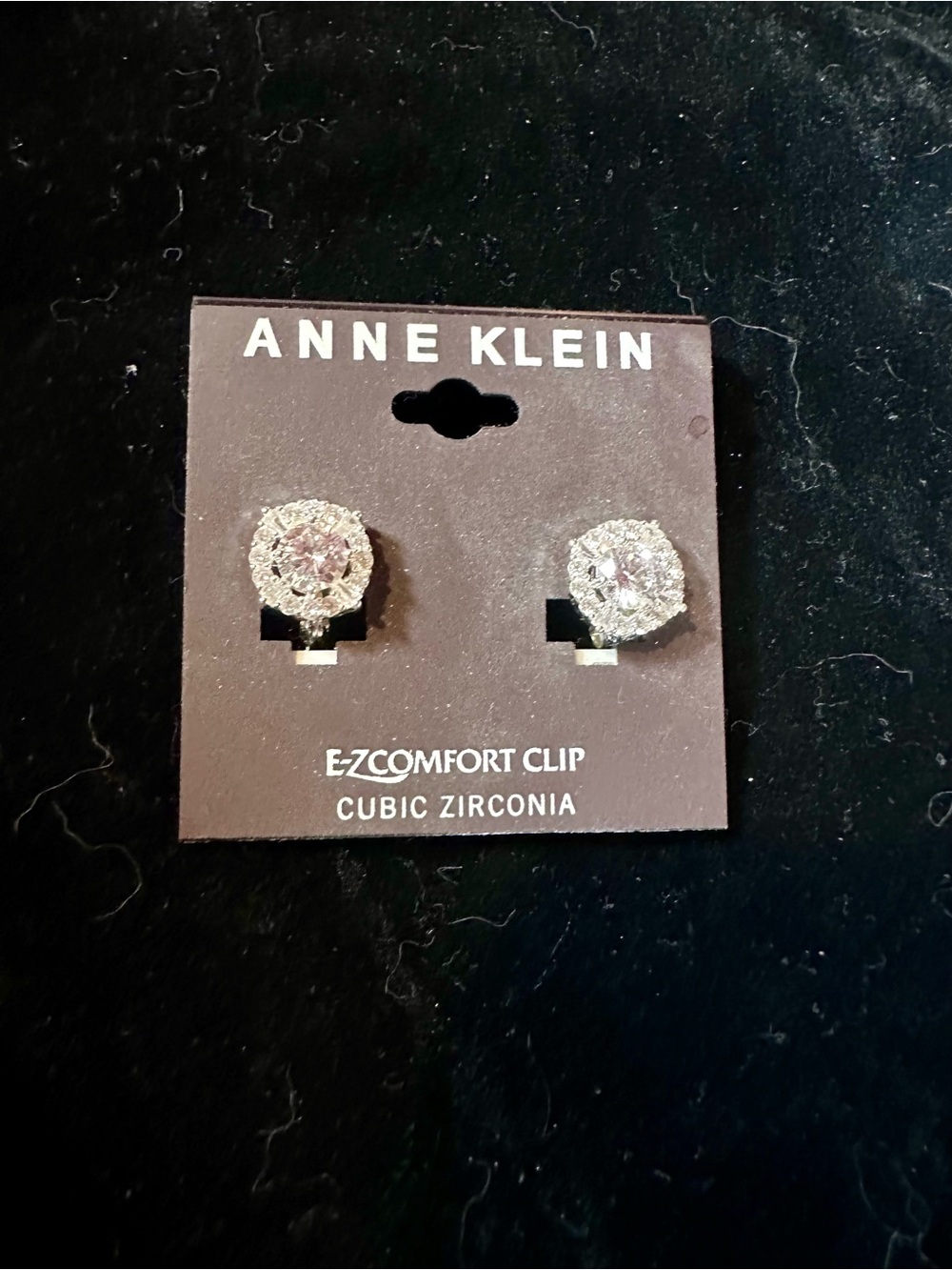 Anne Klein Silver-Tone Round Cubic Zirconia Clip Earrings